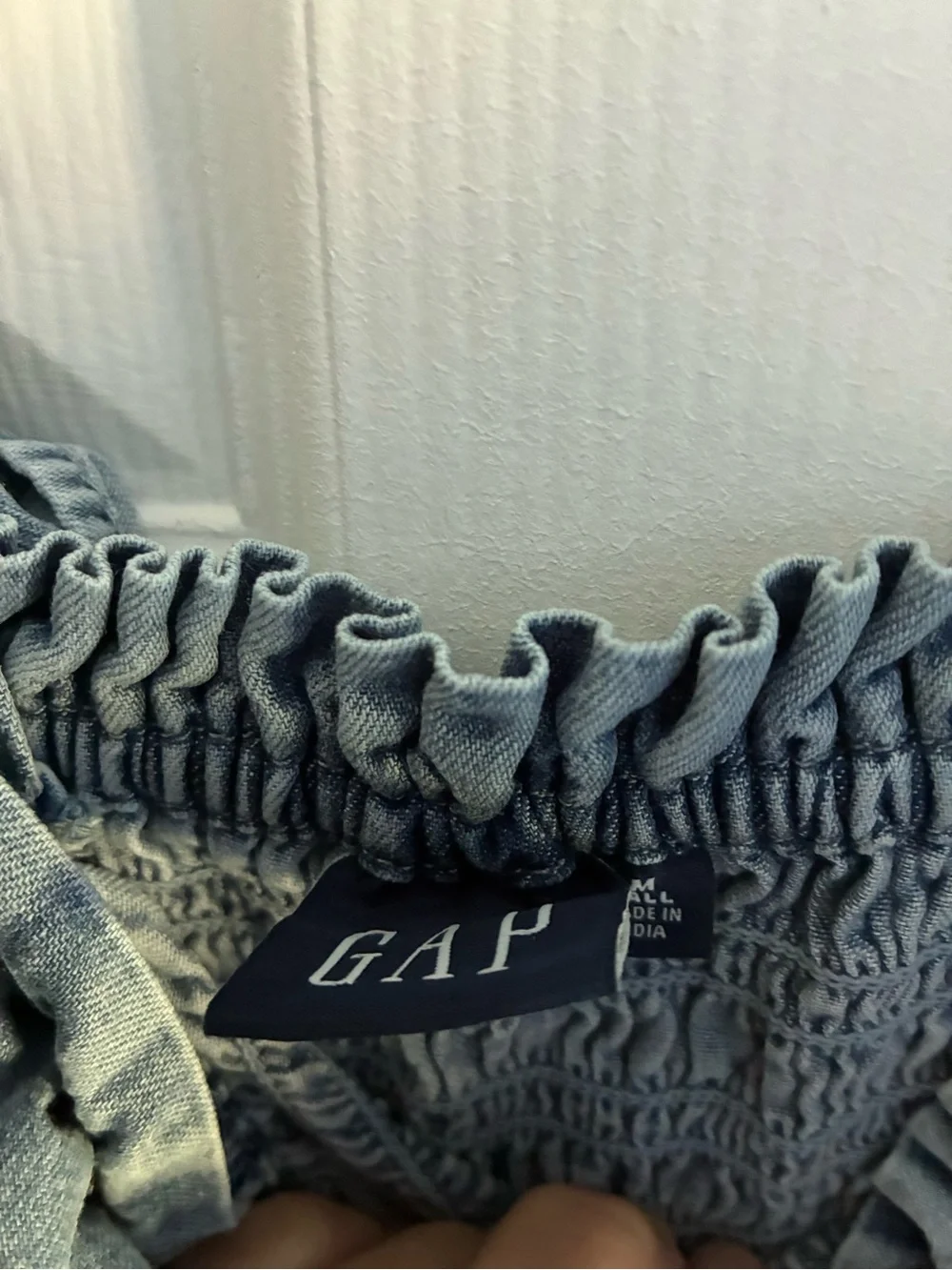 GAP Light Blue Smocked Long Strapless Dress Medium - Picture 4 of 5